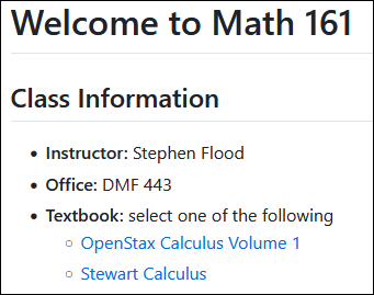 A compiled markdown document showing a section and subsection, an itemized list, bold text, and links.